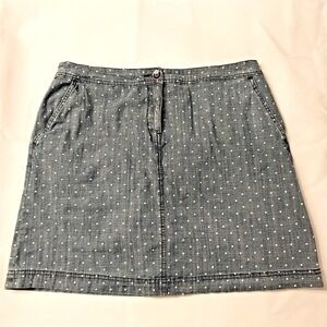 Karen Scott Women's Size 12P Blue/Gray Denim Pockets Polk Dot Skirt Shorts Skort